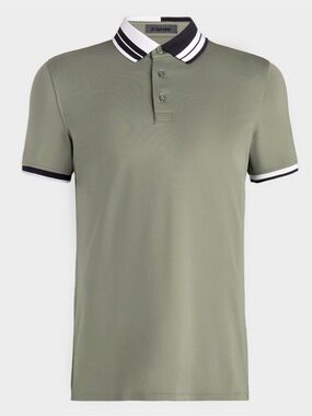 G/FORE CONTRAST STRIPED COLLAR TECH JERSEY BANDED SLEEVE POLO
